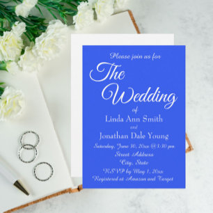Royal Blue Monotone Simple Style Wedding Invitation