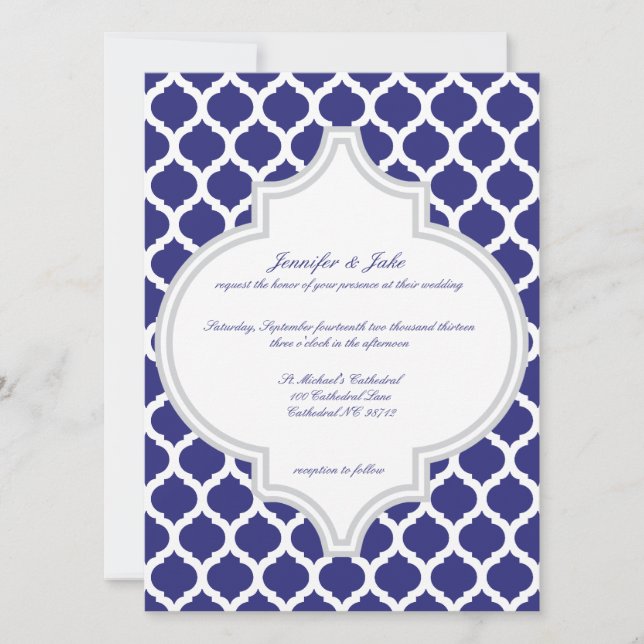 Royal Blue Moroccan Wedding Invitations (Front)