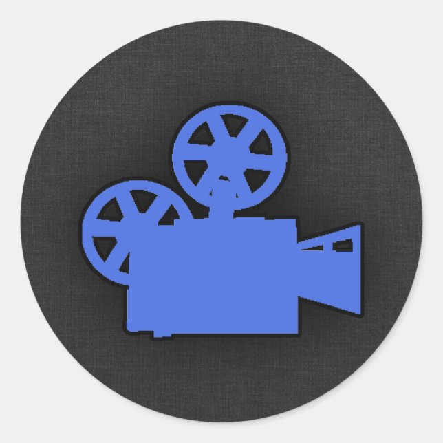 Royal Blue Movie Camera Classic Round Sticker (Front)