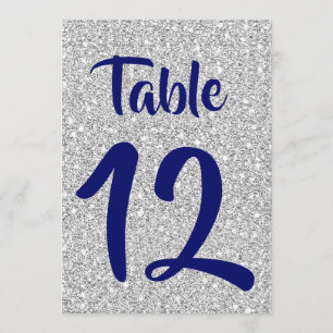 Royal Blue Numbers on a Silver Glitter Background Programme