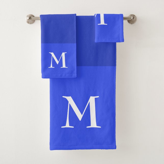 Royal Blue Ombre Monogrammed Bath Towel Set (Insitu)
