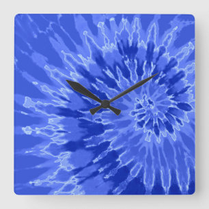 Royal Blue on Blue Spiral Tie Dye Clock