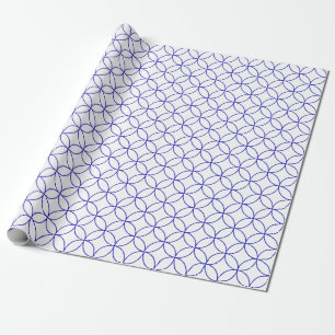 Royal Blue on White Overlapping Circles Wrapping Paper