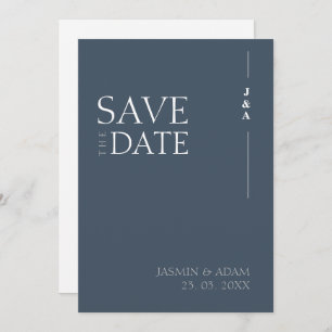 Royal Blue Opulence Minimalist Monogram Wedding Save The Date