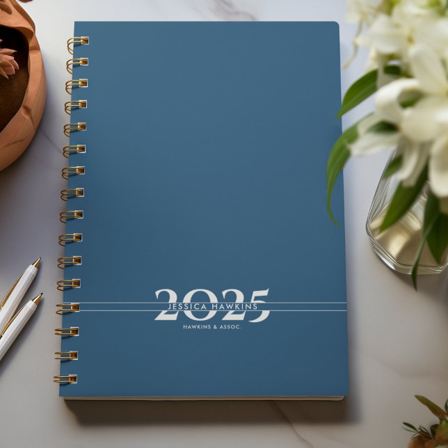 Royal Blue Overlapping Text Split Year Weekly Planner (Creator Uploaded)
