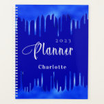 Royal blue paint drips name appointment 2026 planner<br><div class="desc">Royal blue background,  decorated with paint dripping look.  Personalise and add a year and name.  White letters.</div>