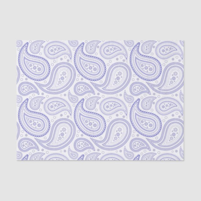 Royal Blue Paisley Pattern on White Tissue Paper (Front)