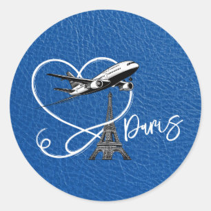 Royal Blue Paris Passport  Classic Round Sticker