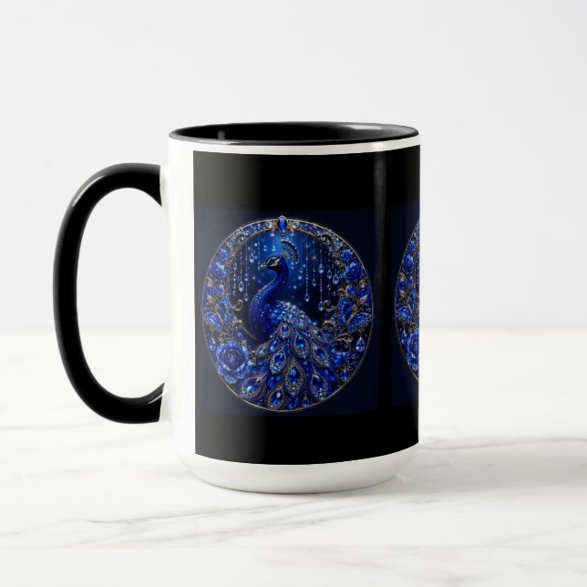 Royal Blue Peacock | Crystal Glamour Mug (Left)