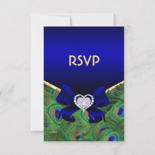 Royal Blue Peacock RSVP Card