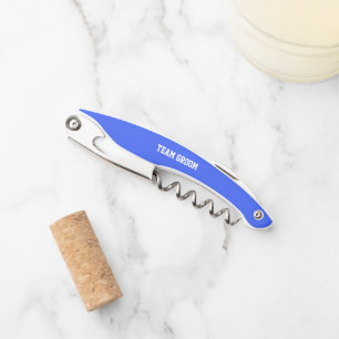 Royal Blue Personalised Team Groom Corkscrew