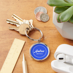 Royal Blue Personalised Wedding Best Man Key Ring
