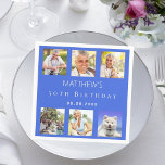 Royal blue photo collage birthday party napkin<br><div class="desc">For a 50th (or any age) birthday,  celebrating his/her life with a collage of 6 of your high quality photos of her,  her friends,  family,  interest or pets.  Personalise and add a name,  age,  date.    A classic royal blue background.</div>