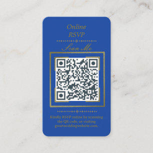 Royal Blue   Photo Online RSVP QR Code Wedding  Enclosure Card