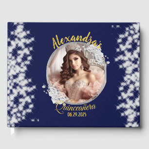 Royal Blue Photo Vintage Boho Quinceañera Spanish  Guest Book