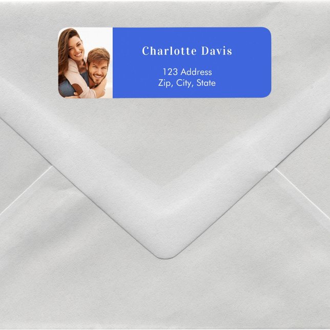 Royal blue photo wedding return address  (Creator Uploaded)