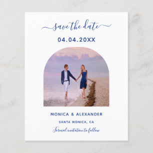 Royal blue photo wedding Save the Date card