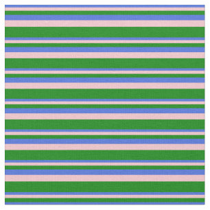 Royal Blue, Pink, and Green Coloured Stripes Fabric