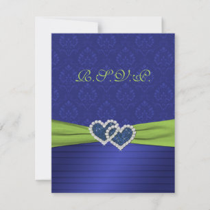 Royal Blue Pleats and Chartreuse RSVP Card