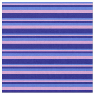 Royal Blue, Plum, and Blue Coloured Lines Fabric
