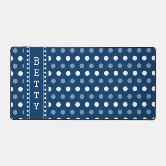 Royal Blue Polka Dot Desk Mat (Front)