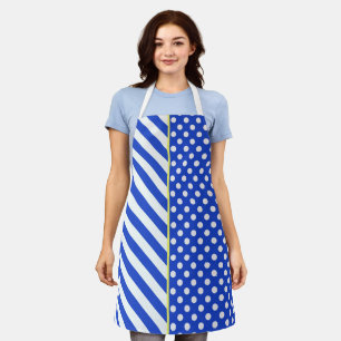 Royal Blue Polka Dots and Stripes by ShirleyTaylor Apron