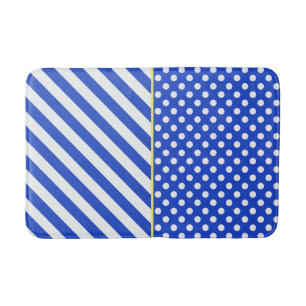 Royal Blue Polka Dots and Stripes by ShirleyTaylor Bath Mat