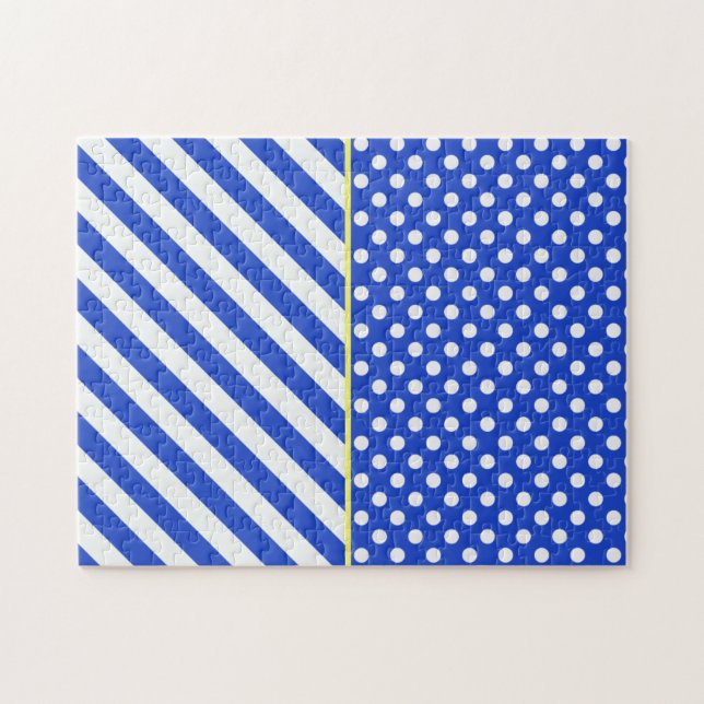 Royal Blue Polka Dots and Stripes by ShirleyTaylor Jigsaw Puzzle (Horizontal)