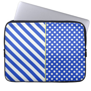 Royal Blue Polka Dots and Stripes by ShirleyTaylor Laptop Sleeve