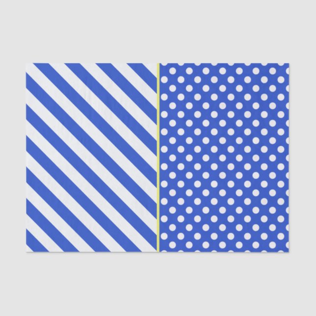 Royal Blue Polka Dots and Stripes by ShirleyTaylor Tissue Paper (Front)