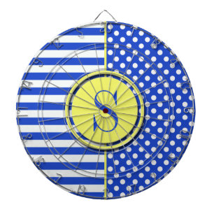 Royal Blue Polka Dots and Stripes-Monogram STaylor Dartboard