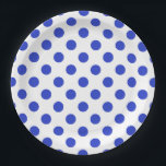 Royal blue polka dots paper plate<br><div class="desc">Royal blue polka dots on white background</div>