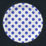 Royal blue polka dots paper plate<br><div class="desc">Royal blue polka dots on white background</div>