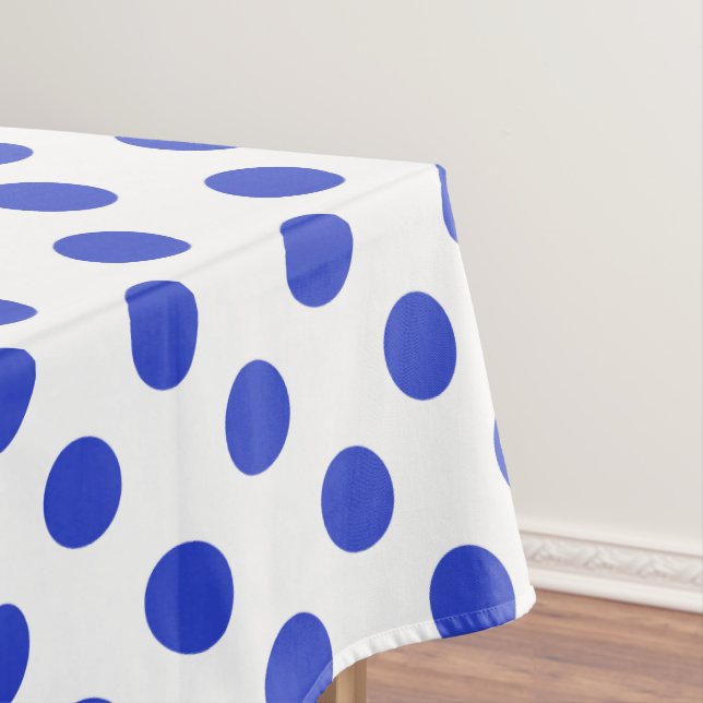 Royal blue polka dots tablecloth (In Situ)