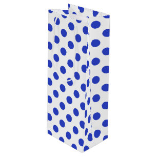 Royal blue polka dots wine gift bag