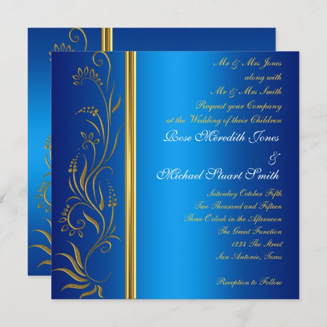 Royal Blue Popular Wedding Invitation (Front/Back)