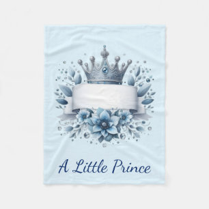 Royal Blue Prince Crown Baby Blanket