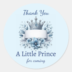 Royal Blue Prince Crown Thank You Favour Sticker