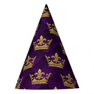 Royal Blue & Purple Crown Prince Birthday Party Hat