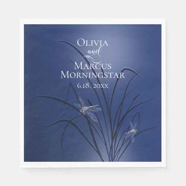 Royal Blue Purple Dragonfly Napkin (Front)