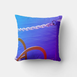 Royal Blue Purple Water White Chain Harbor Cushion