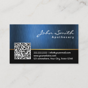 Royal Blue QR code Apothecary Business Card