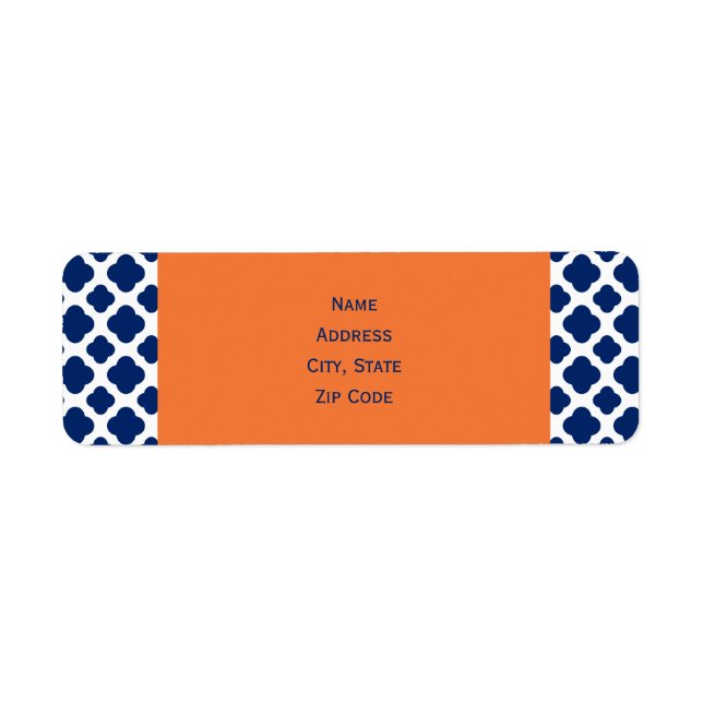 Royal Blue Quatrefoil Pattern with Orange (Front)