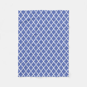 Royal Blue Quatrefoil Tiles Pattern Fleece Blanket