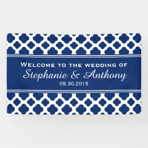 Royal Blue Quatrefoil  Wedding Banner