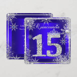 Royal Blue Quinceanera 15th Elite Elegant Birthday Invitation