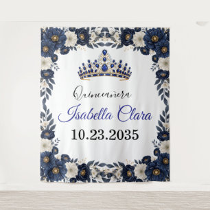 Royal Blue Quinceanera Backdrop Tapestry
