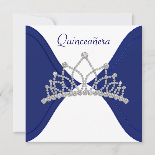 Royal Blue Quinceanera Invitation (Front)