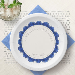 Royal Blue Quinceanera Paper Plate