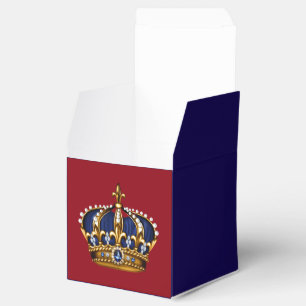 Royal Blue Red and Gold Prince Crown Favour Box